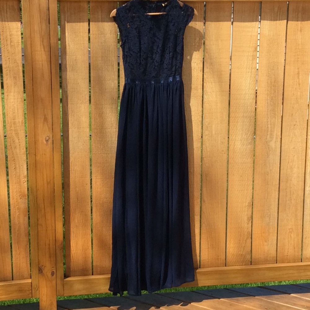 Miusol Navy Formal Floral Lacy Top Dress